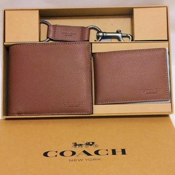 NWT Coach Men’s Brown Wallet Gift set - Picture 1 of 7
